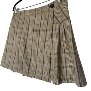 Yellow Blue and Black Plaid‎ Flare Out Mini Skirt